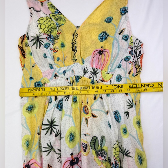 Anthropology Margaux Floral Dress Pastel Floral Smocked Waist Lace Back Small - Picture 9 of 14